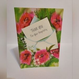 Vintage Gibson | Pink Flower White Envelope Thank You